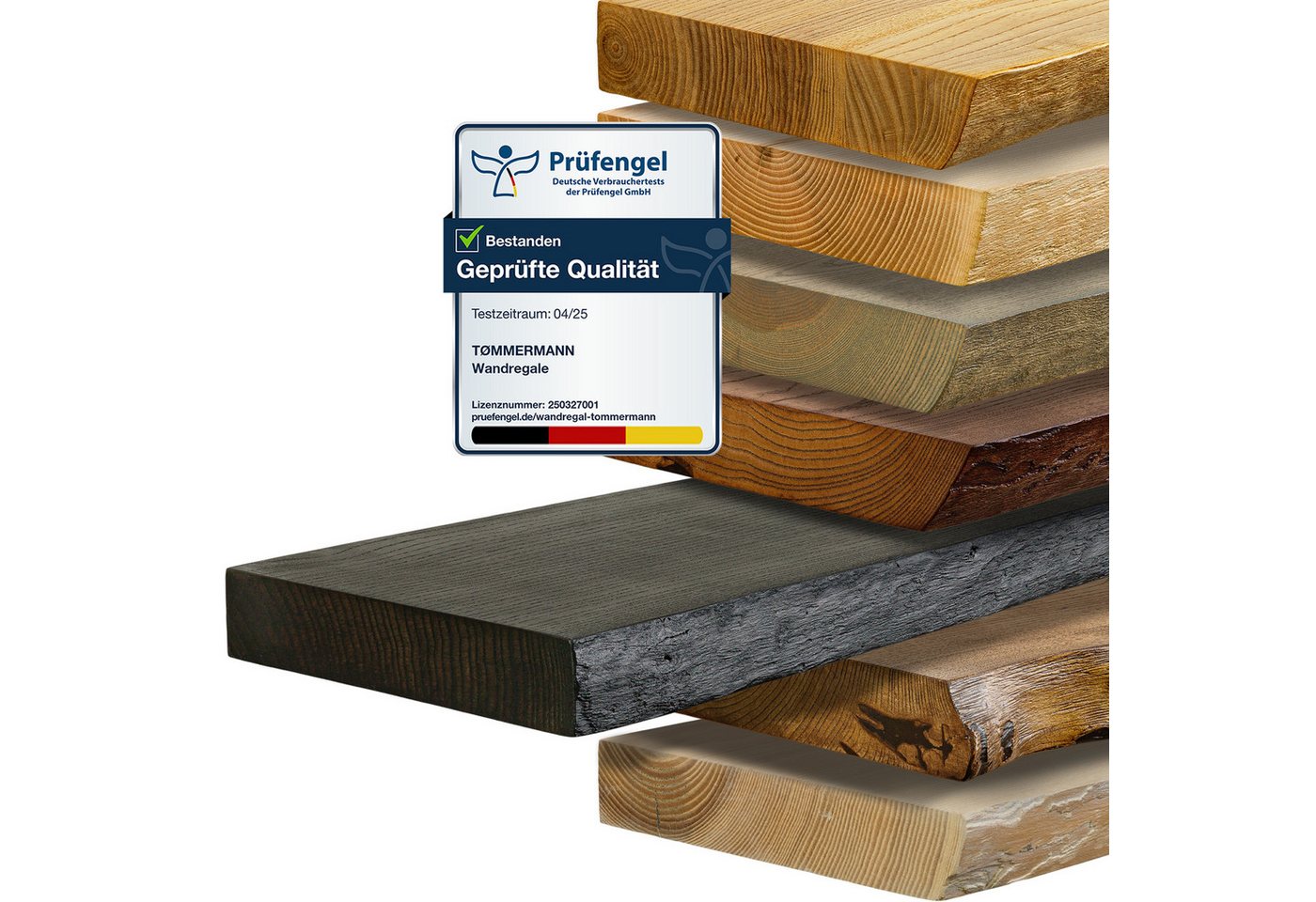 tømmermann Wandregal Schweberegal Holzregal mit Baumkante - Hängeregal aus Massivholz, Komplett-Set von tømmermann