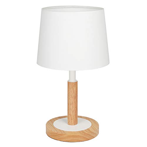 tomons Nachttischlampe Dimmbar aus Holz, Moderne Stil LED Tischlampe, Schreibtischlampe Retro für Schlafzimmer oder im Hotel oder Café - Weiß von tomons