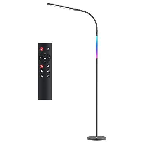 tomons Stehlampe Wohnzimmer, LED Stehlampe Dimmbar, Stehleuchte Helligkeit und Farbtemperatur stufenlos einstellbar mit Timing und Memory-Funktion, Musikmodi, RGB Stehlampe für Schlafzimmer von tomons