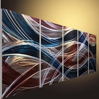 Abstrakte Metallskulptur Wand Modernes 3D Gemälde | 24 X 60 Zoll von tomouk