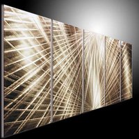 Abstrakte Metallwand-Kunst-Skulptur, Moderne 3D-Silber-Aluminiummalerei von tomouk
