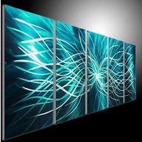 Abstrakte Metallwandkunst, Moderne 3D-Skulptur Aus Türkis von tomouk