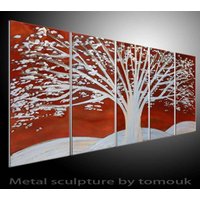 Beleuchtete Wandskulptur Aus Metall - Red Tree Urban Art von tomouk