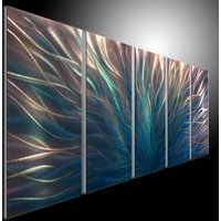 Blaue Abstrakte Metallwandkunst, Moderne 3D-Skulptur von tomouk