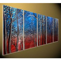 Große Metall Baum Wand Kunst, Moderne Abstrakte Aluminium Skulptur 24 X 60 Inch von tomouk
