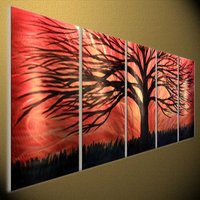 Metallbaum-Skulptur, Wandkunst, Moderne Abstrakte Malerei | 24 X 60 Zoll von tomouk