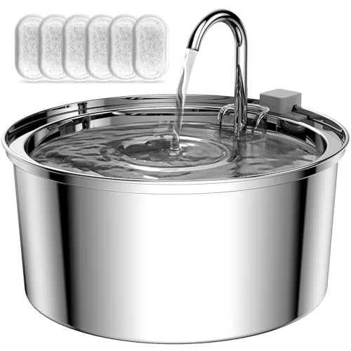 TOMXCUTE Trinkbrunnen für Katzen 3,2 L Katzenbrunnen aus Edelstahl,Katzentrinkbrunnen Wasserfall für Katze Kleinhunde,Wasserhahn-Design, Spülmaschinenfest, mit 1 Schwamm und 6 Kohlefilter TOMXCUTE Trinkbrunnen für Katzen 3,2 L Katzenbrunnen aus Edelstahl,Katzentrinkbrunnen Wasserfall für Katze Kleinhunde,Wasserhahn-Design, Spülmaschinenfest, mit 1 Schwamm und 6 Kohlefilter von tomxcute