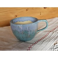 Jumbo Tasse Groß Keramik Handgemacht Haferl Becher Ca. 500 Ml Türkisgrün Blau von tonele
