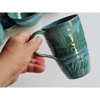 Tasse Keramik Handgemacht Haferl Becher Ca. 390 Ml Serie Türkis-Blau Tasse Keramik Handgemacht Haferl Becher Ca. 390 Ml Serie Türkis-Blau von tonele