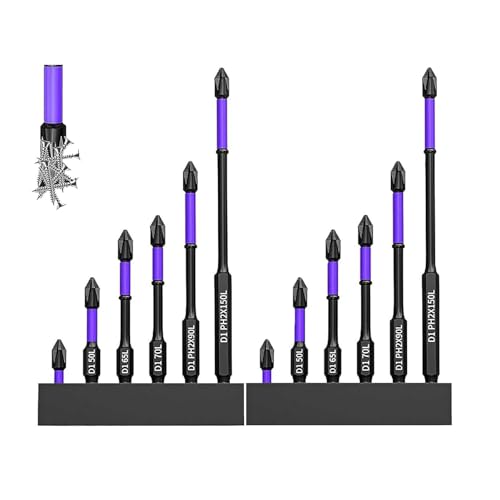 Magnetische Anti Rutsch Bohrer - 6 teiliges Set verbesserte rutschfeste stoßfeste Bohrer - Stoßfestes D1 Schlagschrauber Bit Set - Kreuzschlitz Magnetkopf mit Aufbewahrungsbasis von tongfeng