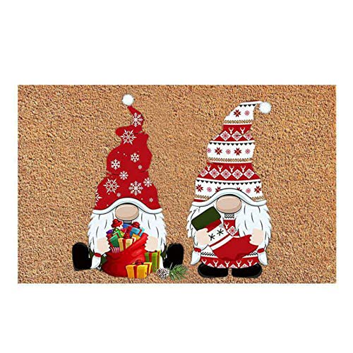 tongfeng Fussmatte Weihnachtsmotiv, Kokos Fußmatte Weihnachten Für Innen Und Außen, Weihnachten Gnom Muster Eingangsteppich Rutschfester Wohnzimmer Schlafzimmer Weihnachtsdeko, Türmatte 60 X 40 cm von tongfeng