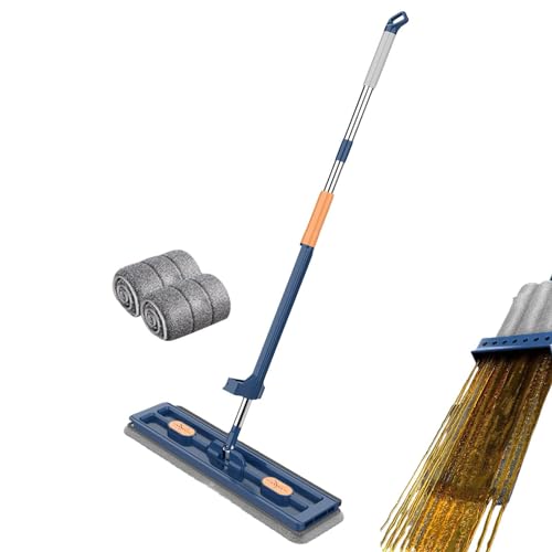 tongfeng Großer Flachmop - Flacher Wischmopp - Flacher Wischmopp Mit Auswringfunktion - 360° Drehgelenk Bodenwischer Set Flachmopp Mit Wiederverwendbaren Mikrofaser Wischpads von tongfeng