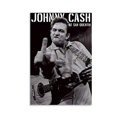 tongton Johnny Cash Poster auf Leinwand, Mittelfinger, San Quentin, 30 x 45 cm von tongton