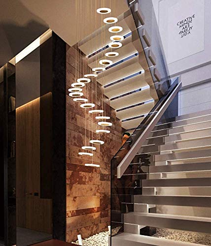 Treppen Flur Pendelleuchte Rund Decke Hängelampe Moderne Hängeleuchte Kreative Pendellampe LED Warmweiß Hängende Lampe Kronleuchter Loft Treppenhaus Hall Hotel Shop Dekoration Leuchte von TONG TONG