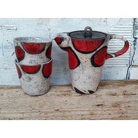 Teekännchen Mit Bechern Aus Rakukeramik, Geschenk Für Teelibhaber, Kleine Tekanne von tonspatzen