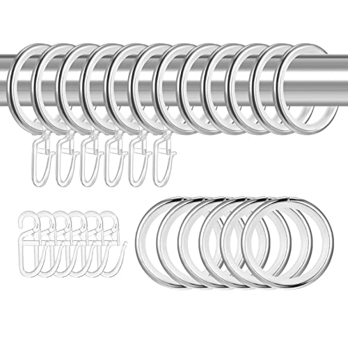 tonyg-p 20 Stücke Metall Vorhangringe Vorhang Hängend Ringe mit Gleiteinlage und Kunststoff Gardinenhaken für Fenster Tür Duschvorhänge, 30 mm Innendurchmesser (Silber) von tonyg-p