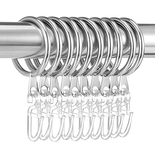 tonyg-p 20 Stücke Metall Vorhänge Vorhangringe Vorhang Hängend Ringe und 20 Stücke Kunststoff Gardinenhaken für Fenster Tür Duschvorhänge, 30 mm Innendurchmesser(Silber) von tonyg-p