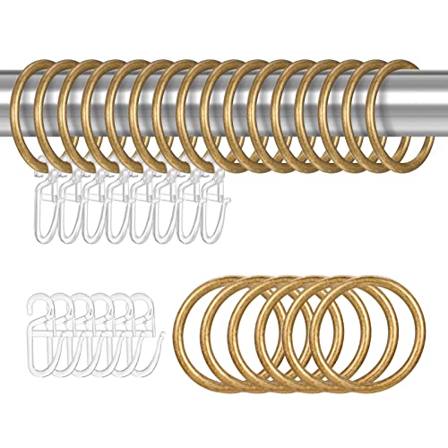 tonyg-p 22 Stück Metall Vorhangringe Vorhang Hängend Ringe und 22 Stück Kunststoff Gardinenhaken für Fenster Tür Duschvorhänge, 30 mm Innendurchmesser (Bronze) von tonyg-p