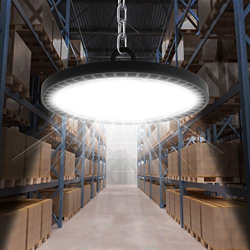 toobettp 100W LED UFO Industrielampe,10000LM LED Hallenstrahler IP65 Wasserdicht UFO Lampe 6500K Kaltweiß LED Werkstattlampe High Bay Licht für Fabriken, Flughafen, Patio, Restaurant von toobettp