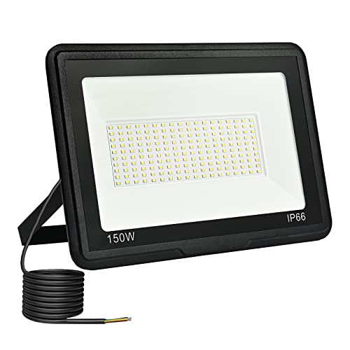 toobettp 150W LED Strahler Außen, 6500K 15000LM Kaltweiß LED Fluter, IP66 Wasserdicht Außenstrahler Fluter Flutlicht für Garten, Innenhöfe, Garage, Hotel von toobettp