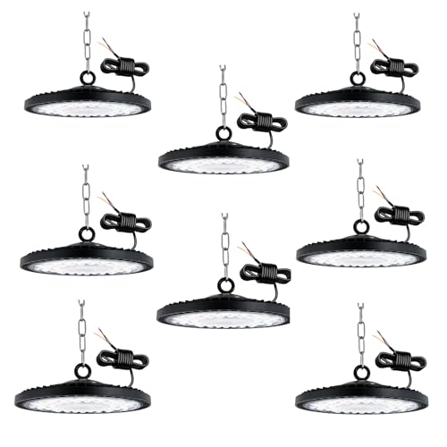 toobettp 200W LED UFO Industrielampe,20000LM LED Hallenstrahler IP65 Wasserdicht UFO Lampe 6500K Kaltweiß LED Werkstattlampe High Bay Licht für Fabriken, Flughafen, Patio, Restaurant, 8 Stücke von toobettp