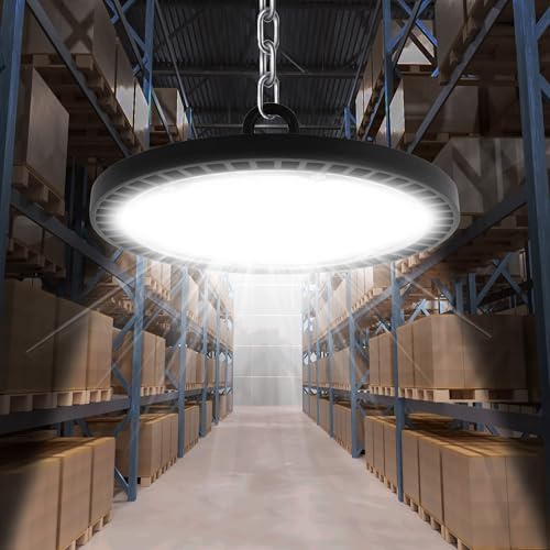 toobettp 200W LED UFO Industrielampe,10000LM LED Hallenstrahler IP65 Wasserdicht UFO Lampe 6500K Kaltweiß Werkstattlampe High Bay Licht für Fabriken, Flughafen, Patio, Restaurant von toobettp