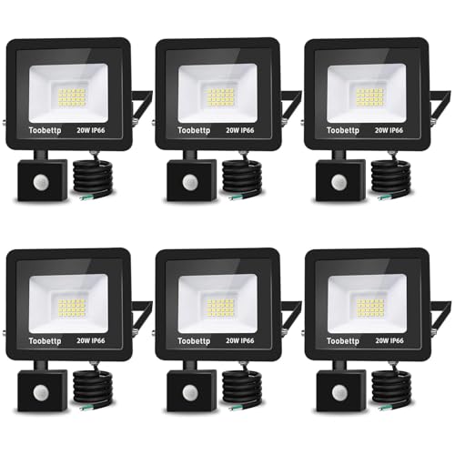 20W LED Strahler mit Bewegungsmelder Außen, Superhell 3500K 2000LM Warmweiß LED Fluter Leuchte mit Bewegungssensor, IP66 Wasserdicht Außenstrahler Fluter Flutlicht für Garten, Innenhöfe, 2-teilig von toobettp