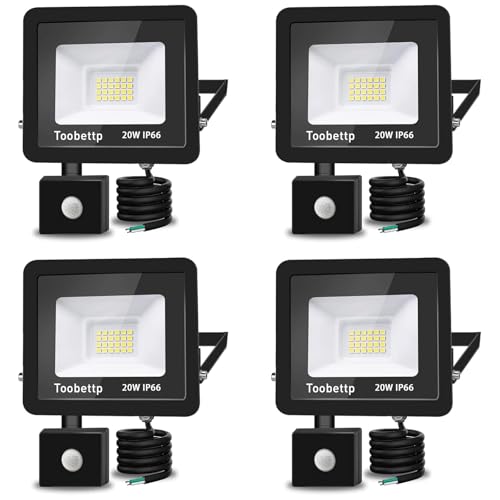 20W LED Strahler mit Bewegungsmelder Außen, Superhell 6500K 2000LM Kaltweiß LED Fluter Leuchte mit Bewegungssensor, IP66 Wasserdicht Außenstrahler Fluter Flutlicht für Garten, Innenhöfe, 4-teilig 20W LED Strahler mit Bewegungsmelder Außen, Superhell 6500K 2000LM Kaltweiß LED Fluter Leuchte mit Bewegungssensor, IP66 Wasserdicht Außenstrahler Fluter Flutlicht für Garten, Innenhöfe, 4-teilig von toobettp