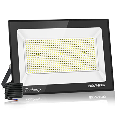 toobettp 500W LED Strahler Außen, Superhell 50000LM LED Scheinwerfer Außen, 6500K Kaltweiß Scheinwerfer IP66 Wasserfest Außenleuchte Flutlicht für Hinterhof Garage Flur Garten Hotel von toobettp