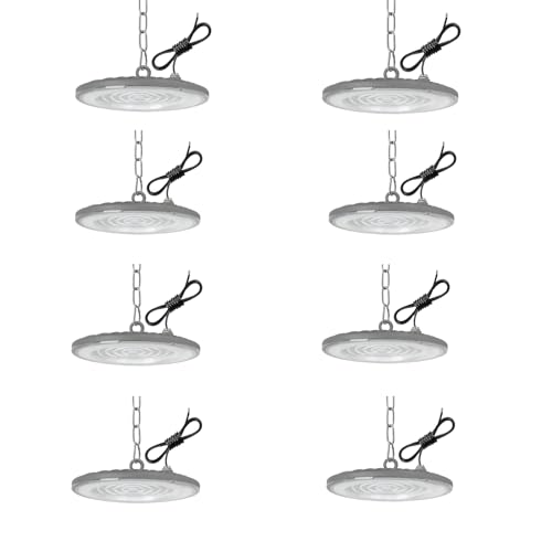 toobettp 8PCS 100W LED UFO Hallenbeleuchtung, 10000LM 6500K LED Industrielampe IP65 Wasserdicht UFO LED Hallenstrahler für Hallenbeleuchtung, Werkstattbeleuchtung, Fabriken, Flughafen, Patio von toobettp