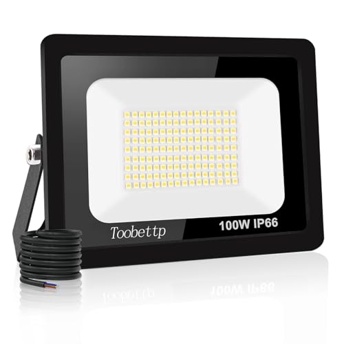 100W LED Strahler Außen IP66 Wasserfest LED Strahler, Superhell 10000LM Fluter Flutlicht 6500K Kaltweiß, Scheinwerfer Aussenstrahler für Gärten, Innenhöfe, Garage, Hotel von toobettp