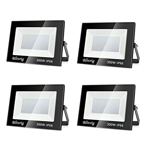 300W LED Strahler Außen, IP66 Wasserfest LED Strahler, Superhell 30000LM Fluter Flutlicht 6500K Kaltweiß, LED Scheinwerfer Aussenstrahler für Gärten, Innenhöfe, Garage, Hotel, 4-teilig von toobettp