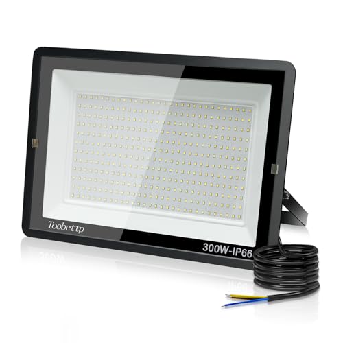300W LED Strahler Außen, Superhell 30000LM Fluter Flutlicht 6500K Kaltweiß, IP66 Wasserfest LED Strahler, Scheinwerfer Aussenstrahler für Gärten, Innenhöfe, Garage, Hotel von toobettp