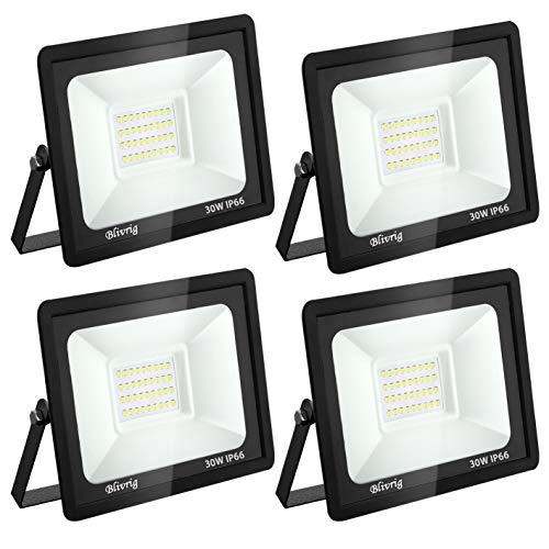 toobettp 30W LED Strahler Außen, IP66 Wasserfest LED Strahler, Superhell 3000LM Fluter Flutlicht 3500K Warmweiß, Scheinwerfer Aussenstrahler für Gärten, Innenhöfe, Garage, Hotel, 4-teilig von toobettp