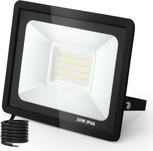toobettp 30W LED Strahler Außen IP66 Wasserfest LED Strahler, Superhell 3000LM Fluter Flutlicht 3500K Warmweiß, Scheinwerfer Aussenstrahler für Gärten, Innenhöfe, Garage, Hotel von toobettp
