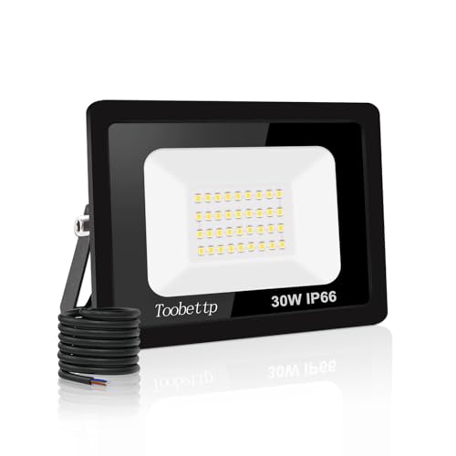 30W LED Strahler Außen IP66 Wasserfest LED Strahler, Superhell 3000LM Fluter Flutlicht 6500K Kaltweiß, Scheinwerfer Aussenstrahler für Gärten, Innenhöfe, Garage, Hotel von toobettp