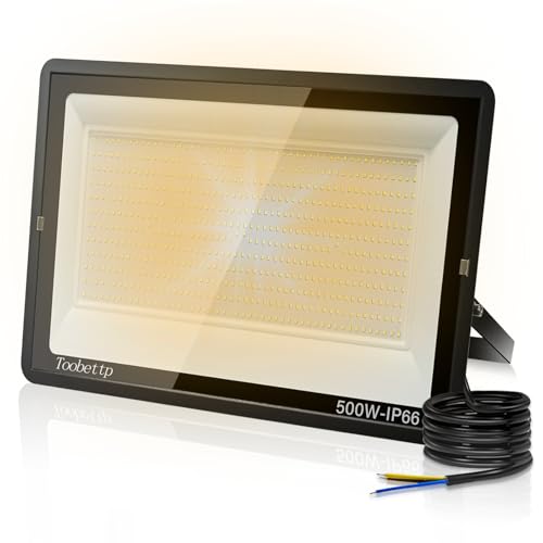 500W LED Strahler Außen, IP66 Wasserfest LED Strahler, Superhell 50000LM Fluter Flutlicht 3500K Warmweißes, Scheinwerfer Aussenstrahler für Gärten, Innenhöfe, Garage, Hotel von toobettp
