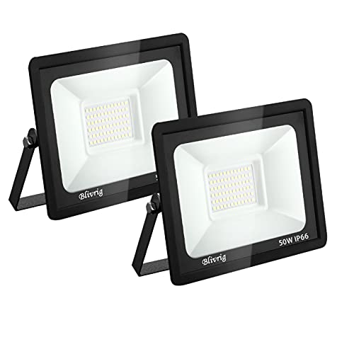 toobettp 50W LED Strahler Außen, IP66 Wasserfest LED Strahler, Superhell 5000LM Fluter Flutlicht 3500K Warmweiß, LED Scheinwerfer Aussenstrahler für Gärten, Innenhöfe, Garage, Hotel, 2-teilig von toobettp