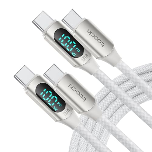 toocki 100W USB C auf USB C Kabel, 1M [2 Stück] 5A Schnellladekabel Ladekabel PD QC5.0 with LED Display,Kompatibel mit iPhone 15/15 Pro/15 Pro Max MacBook Pro Air iPad Pro Galaxy S24 S23 Pixel Switch von toocki
