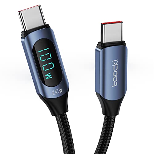 toocki 100W USB C auf USB C Kabel, 1M 5A Schnellladekabel Ladekabel PD QC5.0 with LED Display,Kompatibel mit iPhone 15/15 Pro/15 Pro Max MacBook Pro Air iPad Pro Air Galaxy S24 S23 Pixel Switch von toocki