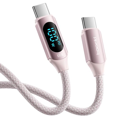 toocki 100W USB C auf USB C Kabel, 1M 5A Schnellladekabel Ladekabel PD QC5.0 with LED Display,Kompatibel mit iPhone 15/15 Pro/15 Pro Max MacBook Pro Air iPad Pro Galaxy S24 S23 Pixel Switch（Rosa） von toocki