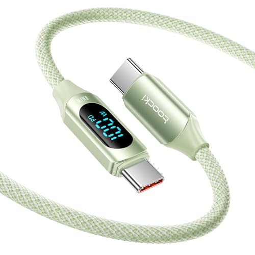 toocki 100W USB C auf USB C Kabel, 1M 5A Schnellladekabel Ladekabel PD QC5.0 with LED Display,Kompatibel mit iPhone 16/16 Pro/16 Pro Max MacBook Pro Air iPad Pro Galaxy S24 Switch（Grün） von toocki