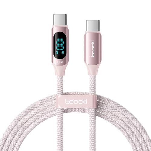 toocki 100W USB C auf USB C Kabel, 2M [2 Stück] 5A Schnellladekabel Ladekabel PD QC5.0 with LED Display（Rosa） von toocki