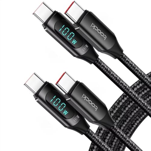 toocki 100W USB C auf USB C Kabel, 2M [2 Stück] 5A Schnellladekabel Ladekabel PD QC5.0 with LED Display,Kompatibel mit iPhone 15/15 Pro/15 Pro Max MacBook Pro Air iPad Pro Galaxy S24 S23 Pixel Switch von toocki