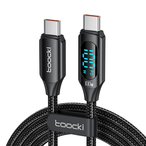 toocki 100W USB C auf USB C Kabel, 2M 5A Schnellladekabel Ladekabel PD QC5.0 with LED Display,Kompatibel mit iPhone 16/16 Pro/16 Pro Max MacBook Pro Air iPad Pro Air Galaxy S24 S23 Pixel Switch von toocki