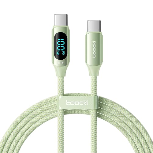 toocki 100W USB C auf USB C Kabel, 2M 5A Schnellladekabel Ladekabel PD QC5.0 with LED Display,Kompatibel mit iPhone 16/16 Pro/16 Pro Max MacBook Pro Air iPad Pro Galaxy S24 Switch（Grün） von toocki