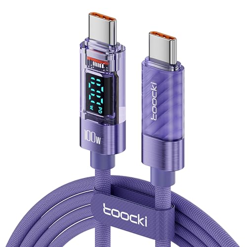 toocki 100W USB C auf USB C Kabel, 2M Schnellladekabel Ladekabel mit LED Display, Nylon USB C Kabel PD QC5.0 für iPhone 16/16 Pro/16 Pro Max MacBook Pro Air iPad Pro Air Galaxy S24 S23 Pixel Switch von toocki