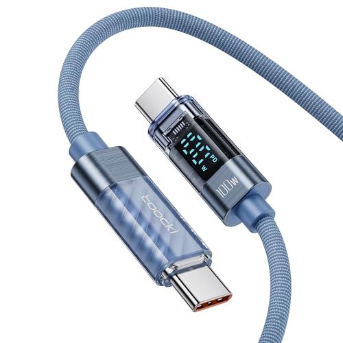 toocki 100W USB C auf USB C Kabel, 1M Schnellladekabel Ladekabel mit LED Display, Nylon USB C Kabel PD QC5.0 für iPhone 16/16 Pro/16 Pro Max MacBook Pro Air iPad Pro Air Galaxy S24 S23 Pixel Switch von toocki