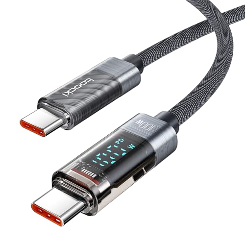 toocki 100W USB C auf USB C Kabel, 1M Schnellladekabel Ladekabel mit LED Display, Nylon USB C Kabel PD QC5.0 für iPhone 16/16 Pro/16 Pro Max MacBook Pro Air iPad Pro Air Galaxy S24 S23 Pixel Switch von toocki