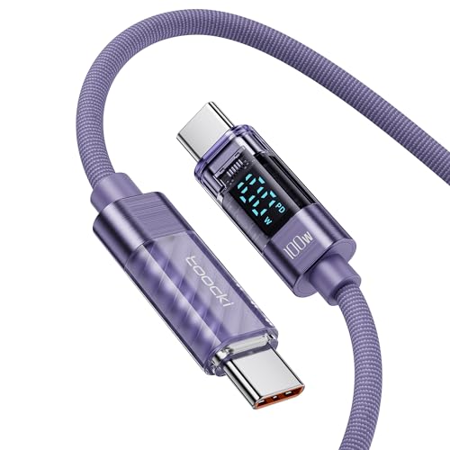 toocki 100W USB C auf USB C Kabel, 1M Schnellladekabel Ladekabel mit LED Display, Nylon USB C Kabel PD QC5.0 für iPhone 16/16 Pro/16 Pro Max MacBook Pro Air iPad Pro Air Galaxy S24 S23 Pixel Switch von toocki